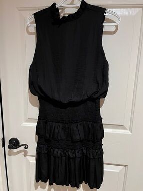 She + Sky Black Sleeveless Ruffle Tiered Mini Dress